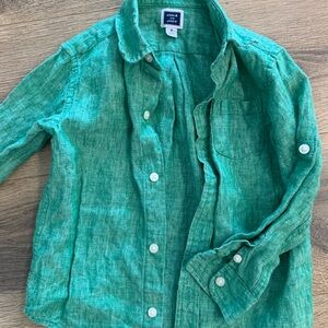 Janie and Jack Green Linen Shirt